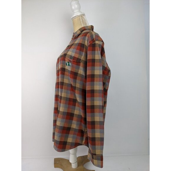 LL Bean Twill Plaid Long Sleeve Button Up Shirt Size Medium Tall Mens NWT Brown - Picture 4 of 12